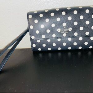 Kate Spade Navy and White Polka Dot Clutch